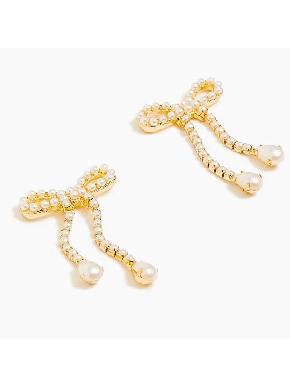 J. Crew Pearl Bow Drop Earrings New
